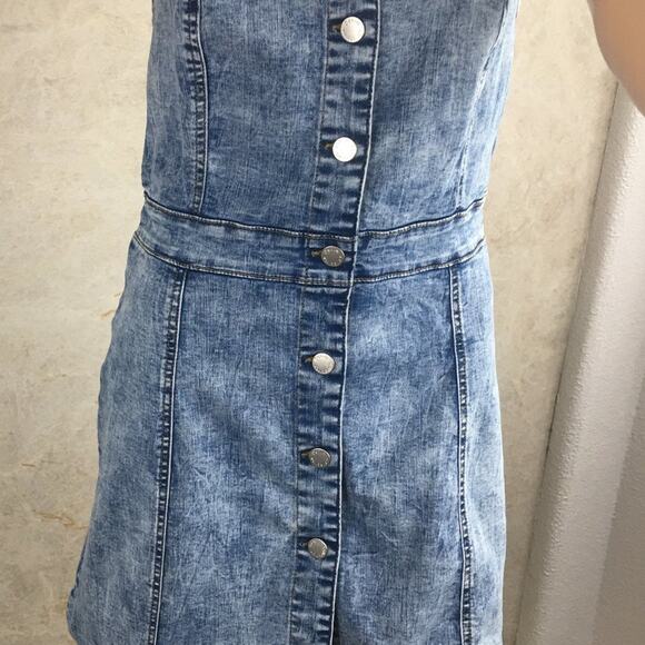 CISono Women's Acid Washed Denim Dress Bib Over-all Style Size S - Picture 12 of 16